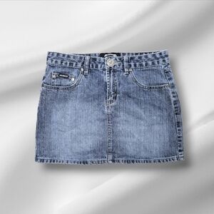 SQUEEZE Vintage Y2K 2000's Faded Wash Denim Mini Skirt Size 7/8